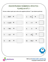 Encontrando Números Opostos - Planilha Nº 2