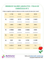 Ordem De Valores Absolutos - Folha De Exercícios Nº 2
