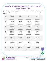 Ordem De Valores Absolutos - Folha De Exercícios Nº 3