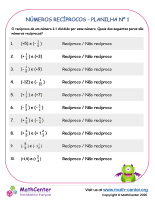 Números Recíprocos - Planilha Nº 1