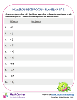 Números Recíprocos - Planilha Nº 2