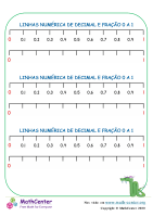 Linhas Numéricas De Fração E Decimal 0 A 1 N.º3
