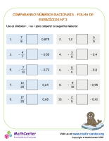 Comparando Números Racionais - Folha De Exercícios Nº 3
