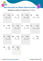 Multiplicação De Vários Dígitos Exame 1