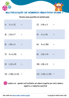 Multiplicação De Números Negativos Exame 1