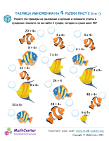 Таблица Умножения На 4 - Рыба Лист 2 (X И ÷)