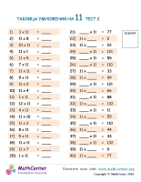 Таблица Умножения На 11 - Тест 2