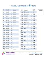 Таблица Умножения На 8 - Тест 1