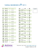 Таблица Умножения На 9 - Тест 3