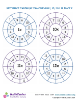 Круговые Таблицы Умножения на 1, 10, 11 И 12 Лист 2