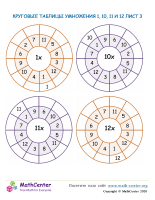 Круговые Таблицы Умножения на 1, 10, 11 И 12 Лист 3