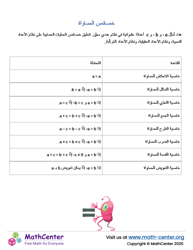خصائص التساوي 
