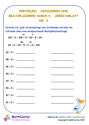 Verteilen - Dividieren Und Multiplizieren Durch 5 - Arbeitsblatt Nr. 4