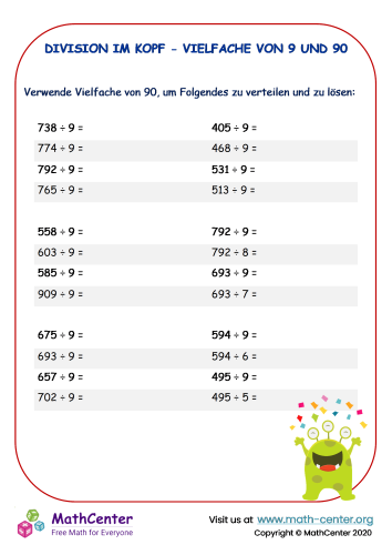 Division Im Kopf - Vielfache Von 9 Und 90