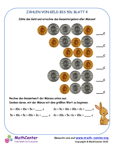 Zählen Von Geld Bis 50¢ Blatt 4 (Ch)