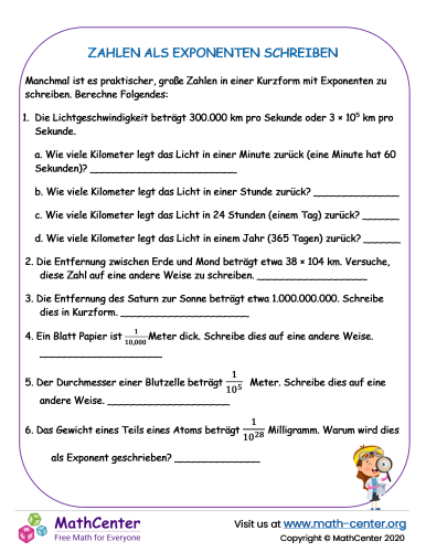 Zahlen Als Exponenten Schreiben