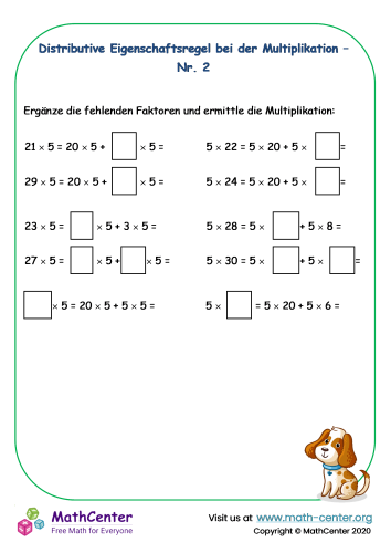 Distributivgesetz Bei Der Multiplikation Nr. 2