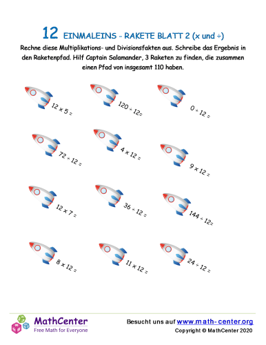 12) Einmaleins - Rakete Blatt 2 (X Und ÷)