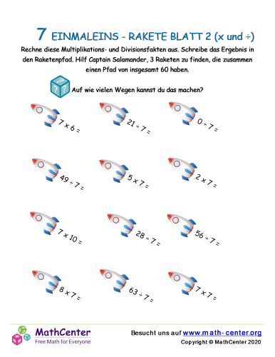 7) Einmaleins - Rakete Blatt 2 (X Und ÷)