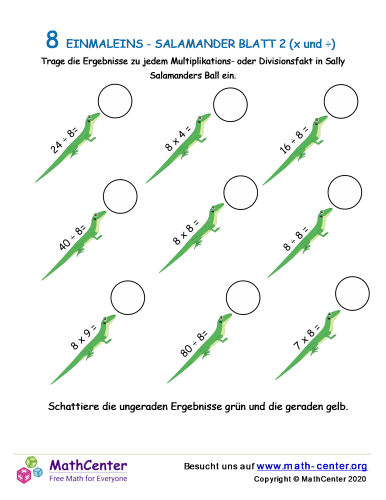 8 Einmaleins - Salamander Blatt 2 (X Und ÷)