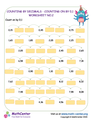 Counting by decimals - counting on by 0,1 - worksheet no.2.docx
