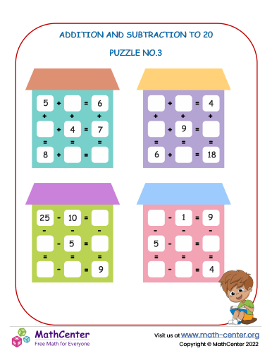 Addition and subtraction to 20 – Puzzle No.3