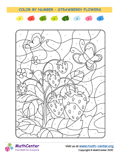 Color By Numbers - Strawberry Flowers