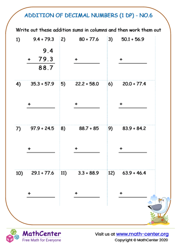 Addition of decimal numbers (1 dp) - no.6