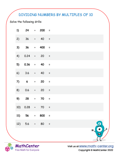 Dividing Numbers By Multiples Of 10 