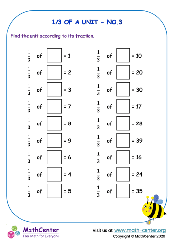 One third of a unit - Worksheet No.3