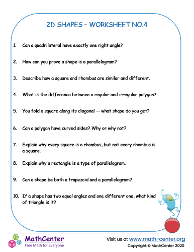2D shapes – Worksheet no.4