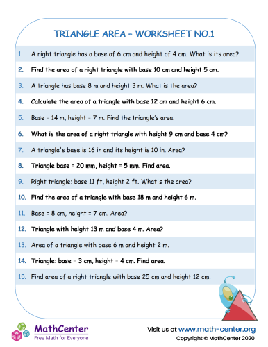 Triangle area - Worksheet no.1