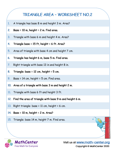 Triangle area - Worksheet no.2