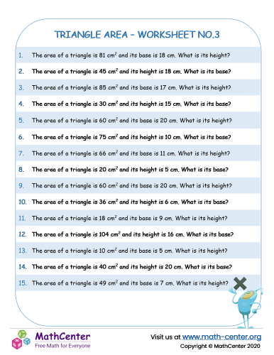 Triangle area - Worksheet no.3