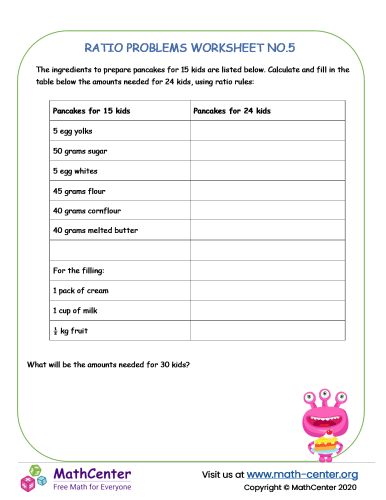 Ratio problems worksheet no5