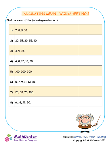 Calculating Mean - Worksheet No.2