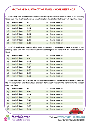 Adding And Subtracting Times - Worksheet No.2 | Worksheets | Math Center