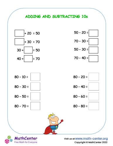 Adding and subtracting 10s - No.1