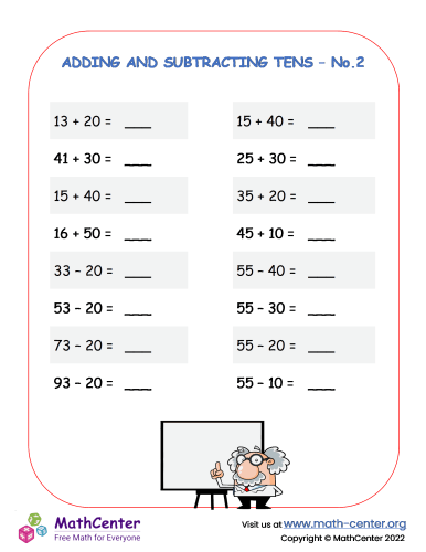 Adding and subtracting 10s - No.2