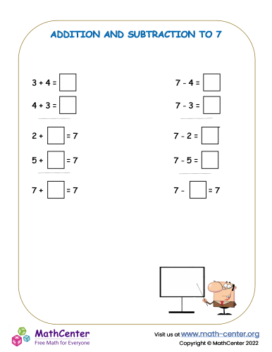 Addition and subtraction to 7 