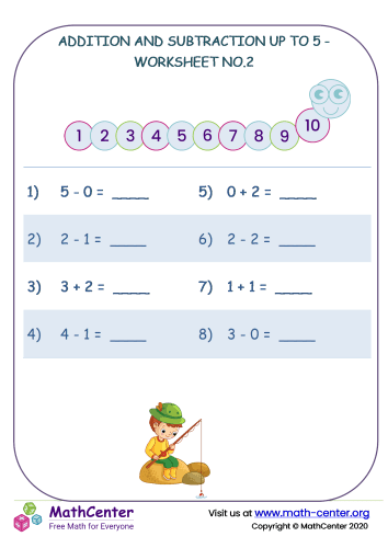 Addition And Subtraction Up To 5 - Worksheet No.2