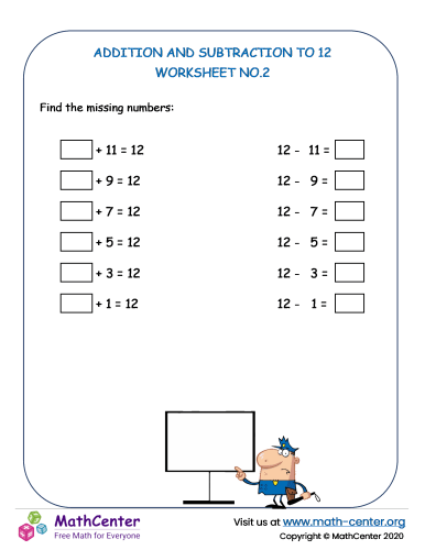 Addition and subtraction to 12 No.2