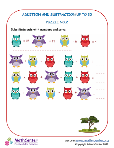 Addition and subtraction up to 30 – Puzzle No.2