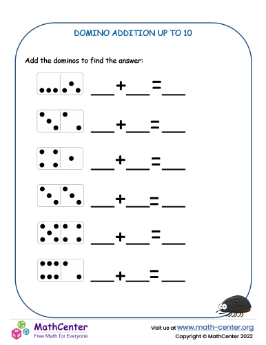 Domino addition up to 10 