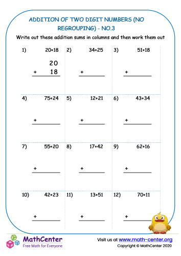 Addition of Two-Digit Numbers (no regrouping) - No.3