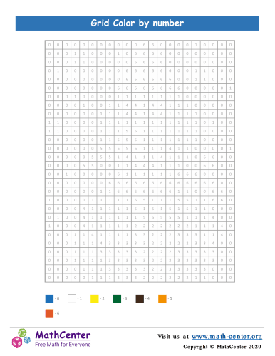 Grid Color By Number Snowman