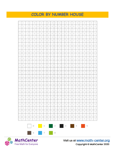 Grid Color By Numbers - House