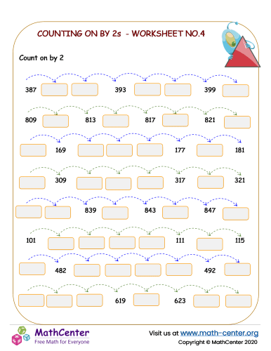 Count by 2s  - worksheet no.4