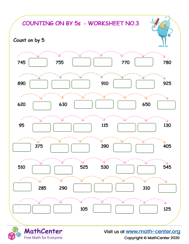 Count by 5s  - worksheet no.3