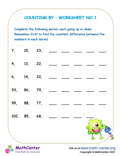 Counting by – Worksheet No.1